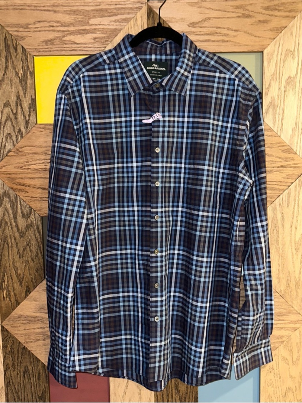 Rodd & Gunn Mens Shirt Cotton Blue Brown Plaid Long Sleeve Button Up Sz XL - Picture 2 of 9